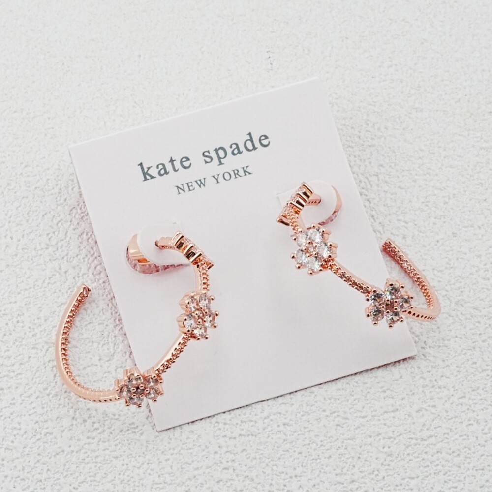 kate spade Rose Gold Crystal Flower Hoop Earrings